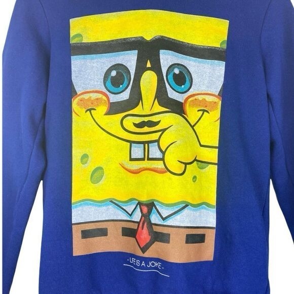 ELEVEN PARIS X SpongeBob Unisex Youth Blue Life is a Joke Hoodie Size 14 - Picture 3 of 4